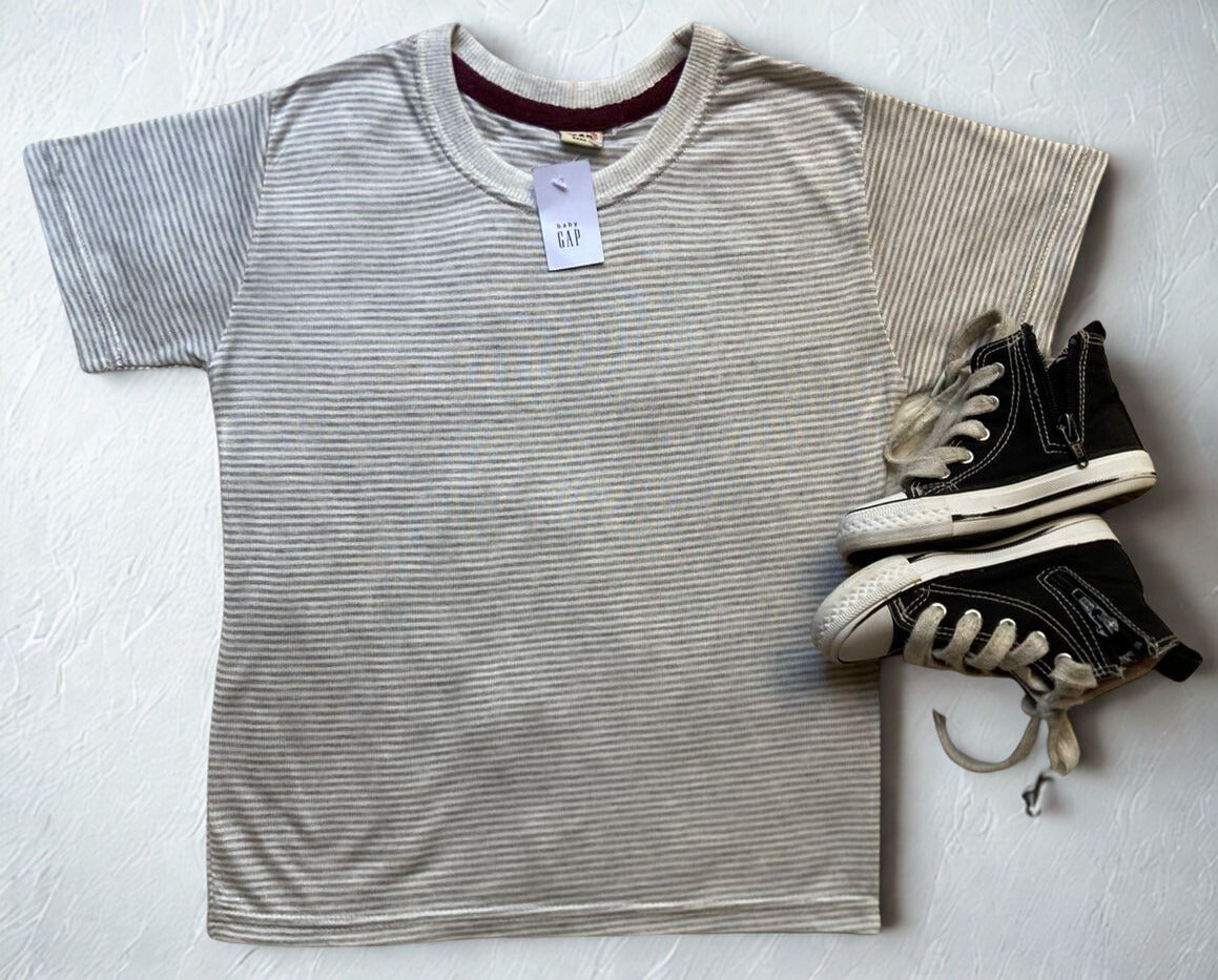 Cool Stripes Tee – Grey & White Classic