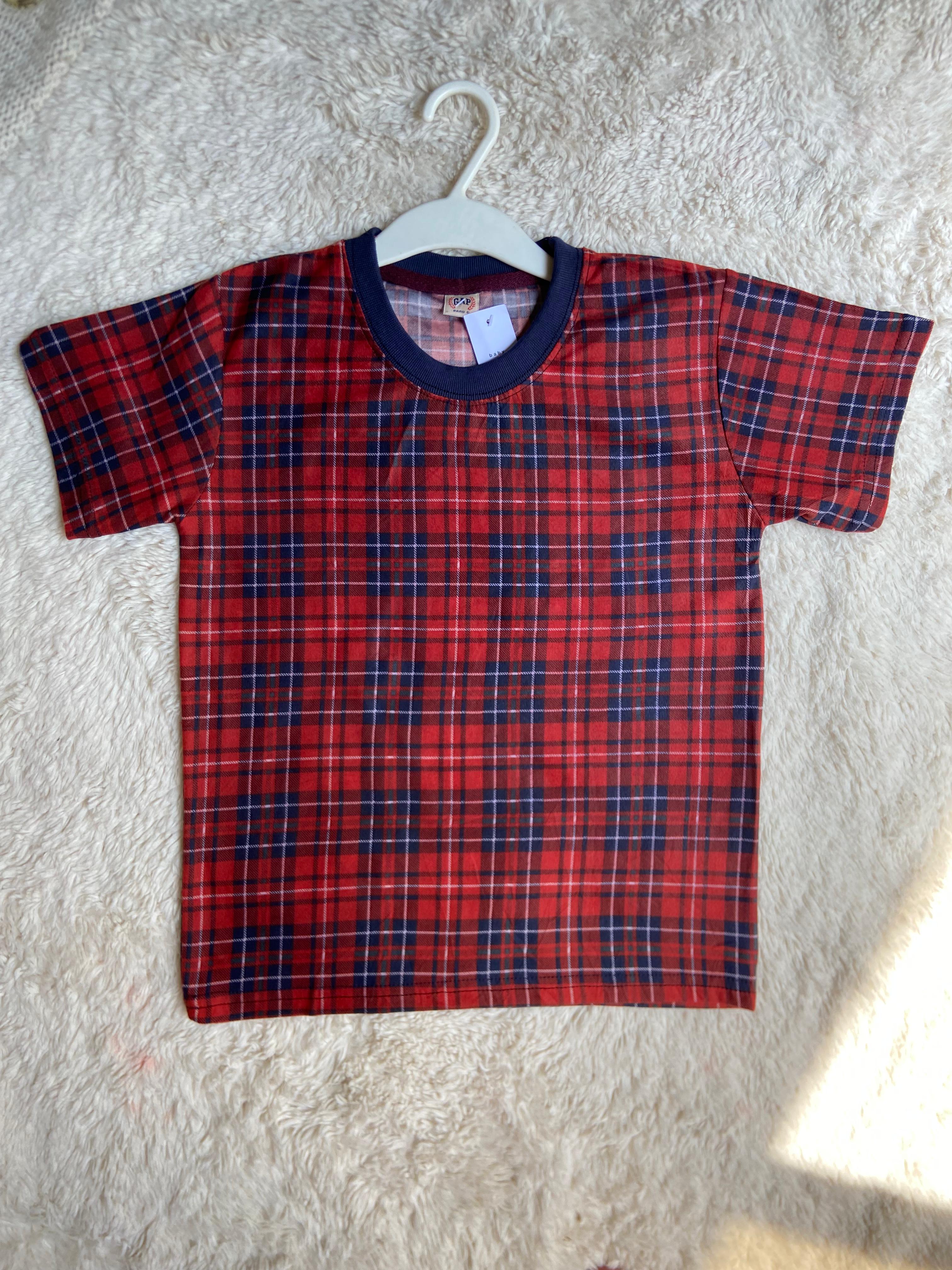 Kids’ Stylish Plaid Shirt – Red & Navy