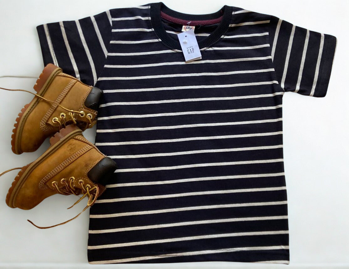 Boys' Black & White Classic Striped Tee